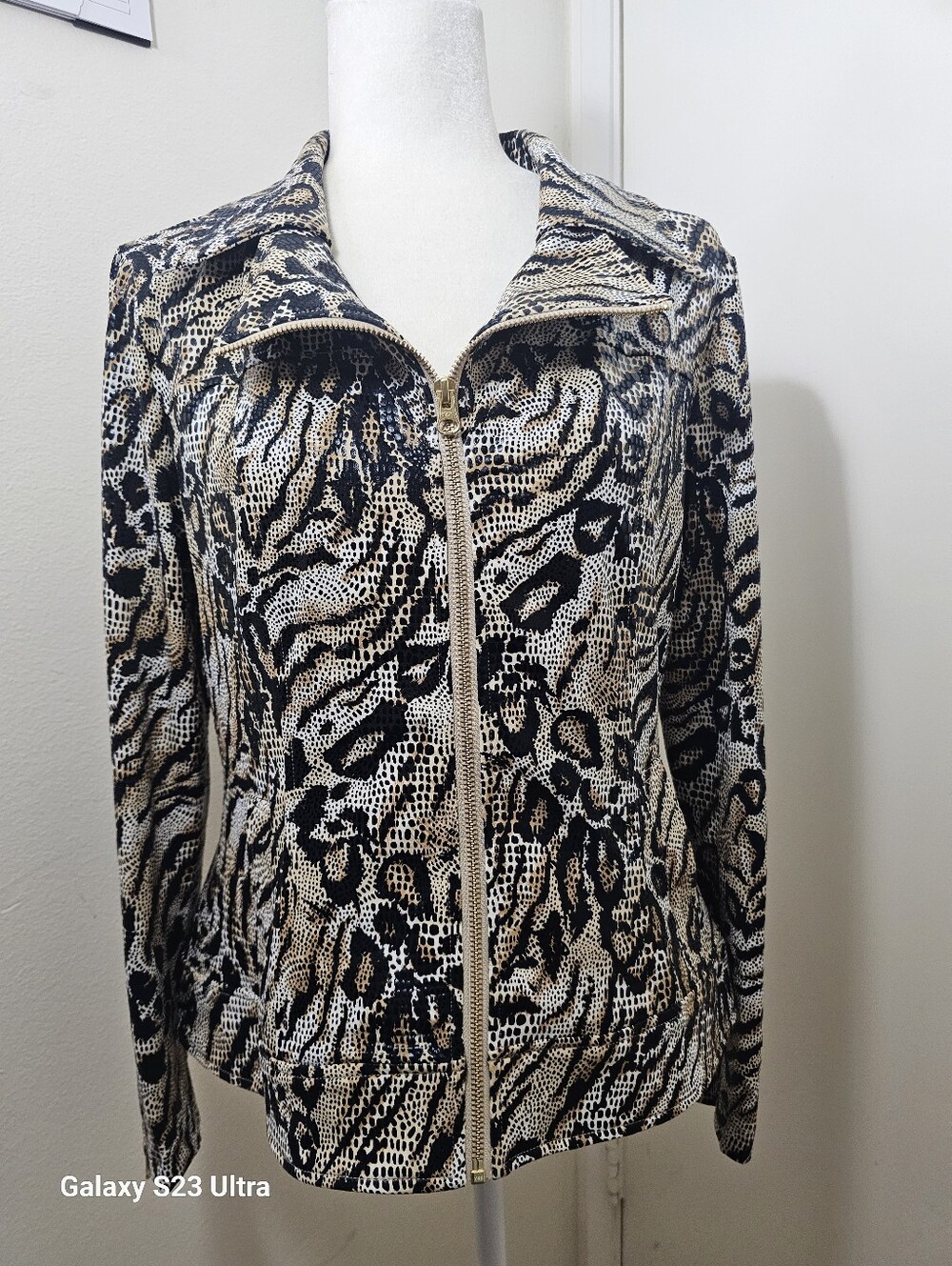 Animal-Print Zip Front Jacket